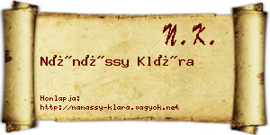 Nánássy Klára névjegykártya
